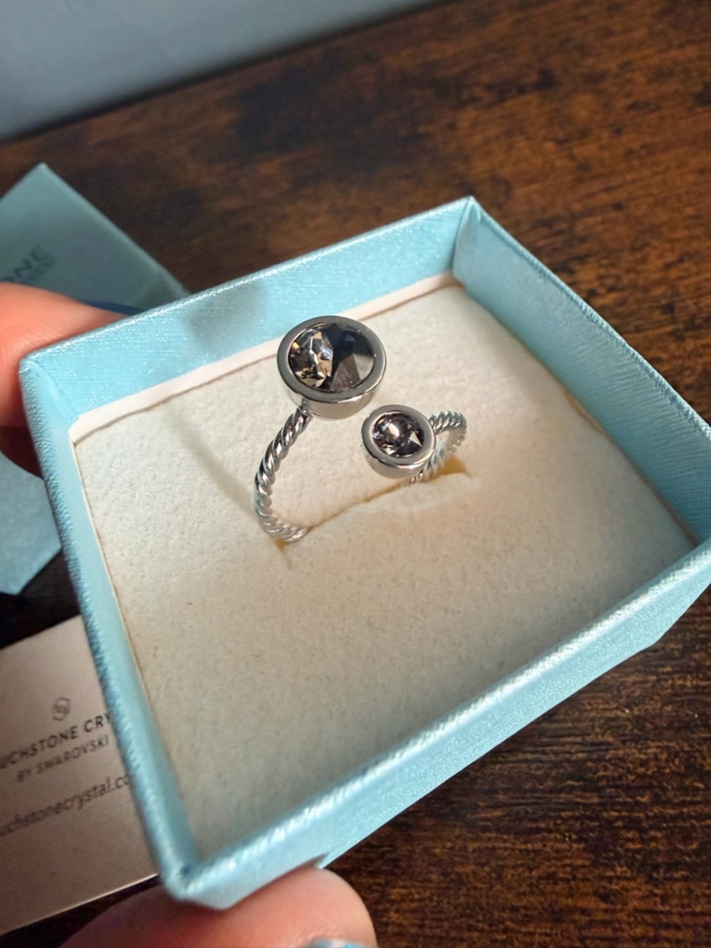 Touchstone Crystal by Swarovski Silver Gray Ring with Gray Crystals - Picture 3 of 4